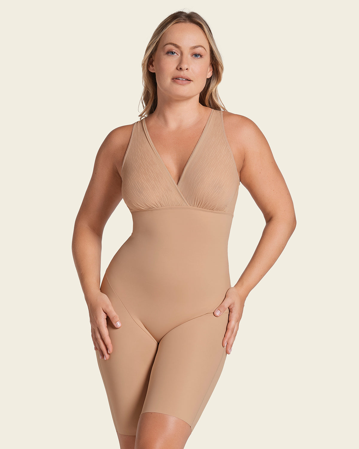 TrueShapers 1278 Mid-Thigh Invisible Bodysuit Shaper Short Color