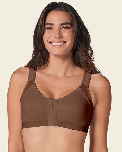 Post-Surgical Wireless Bra with Front Closure#color_875-dark-brown