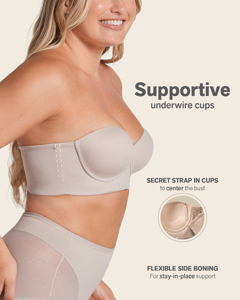 Strapless Convertible Multiway Supportive Underwire Bra With Clear Str