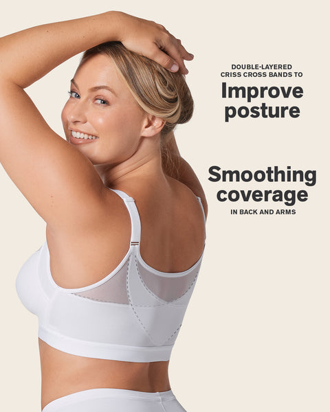 Comfortable posture corrector bra with contour cups - multi/benefit#color_000-white