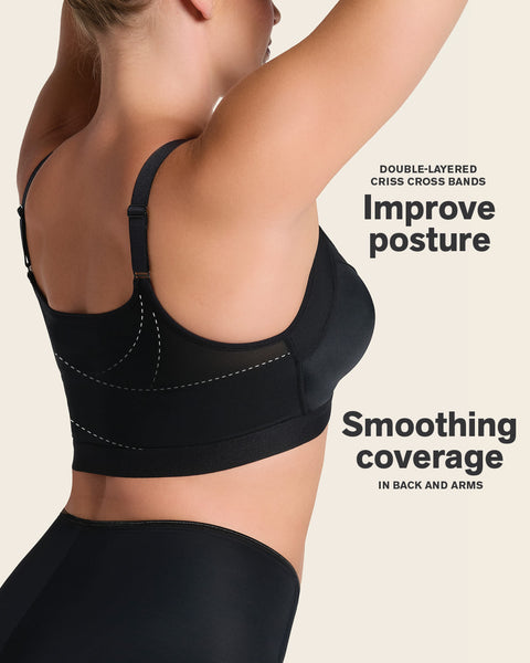 Comfortable posture corrector bra with contour cups - multi/benefit#color_700-black