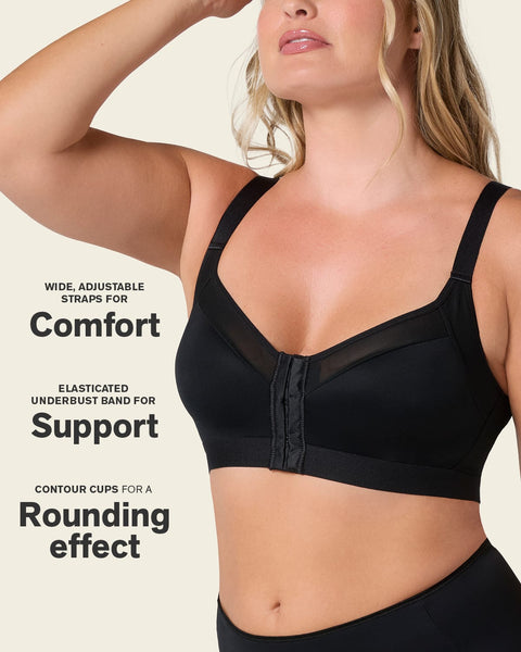 Comfortable posture corrector bra with contour cups - multi/benefit#color_700-black