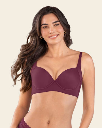 Back Smoothing Bra with Soft Full Coverage Cups#color_382-red-wine