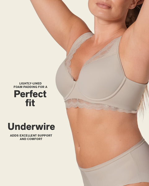 Deep Coverage Soft Lightly-Lined Lace Underwire Bra#color_603-olive