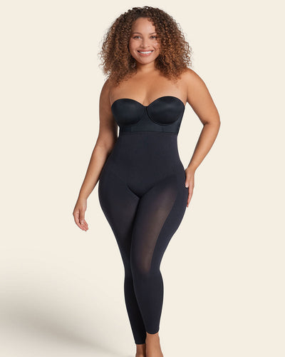 Body Suit For Women High-Waisted Bodysuit Front Zipper Anti-Slip Silicone  Band Thermal Double-Layer Above-Knee Panty Plus Size 