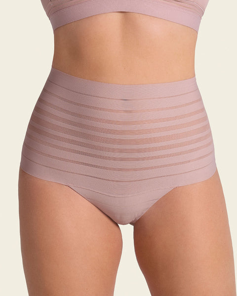 lace stripe high waisted cheeky hipster panty#color_281-rosewood