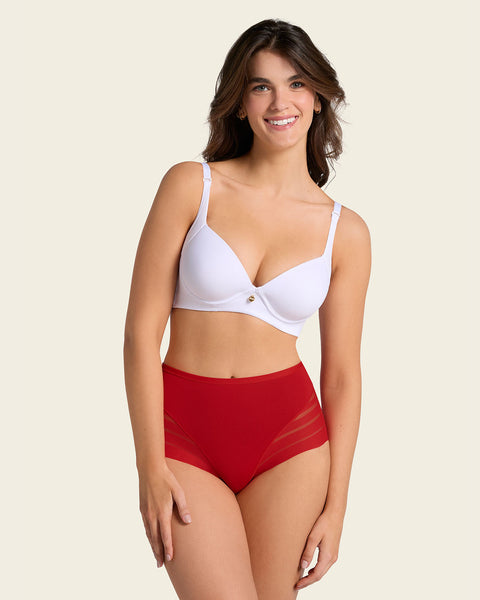 Lace stripe undetectable classic shaper panty#color_323-red