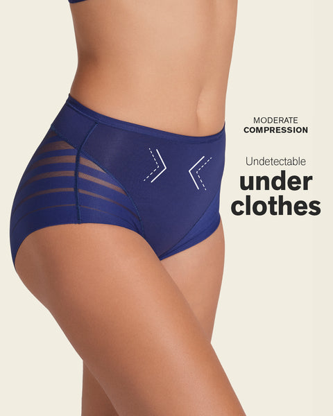 Lace stripe undetectable classic shaper panty#color_536-blue