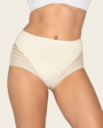 Lace stripe undetectable classic shaper panty#color_898-ivory