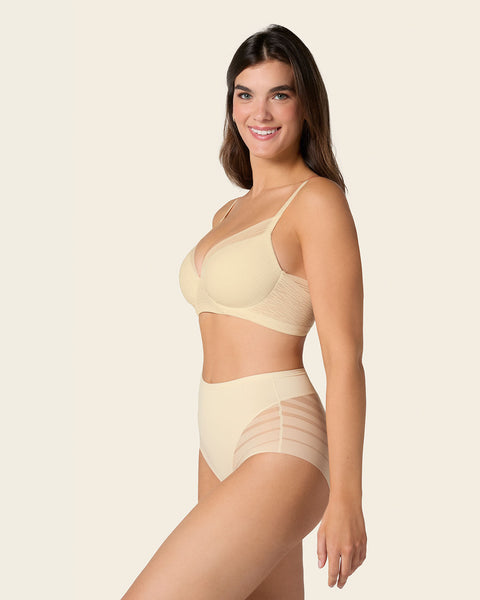 Lace stripe undetectable classic shaper panty#color_898-ivory