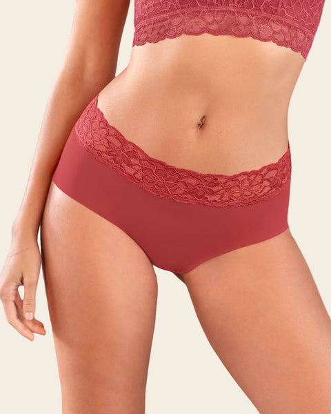 Ultra Light Lace Trim Hipster Panty#color_391-blush-red