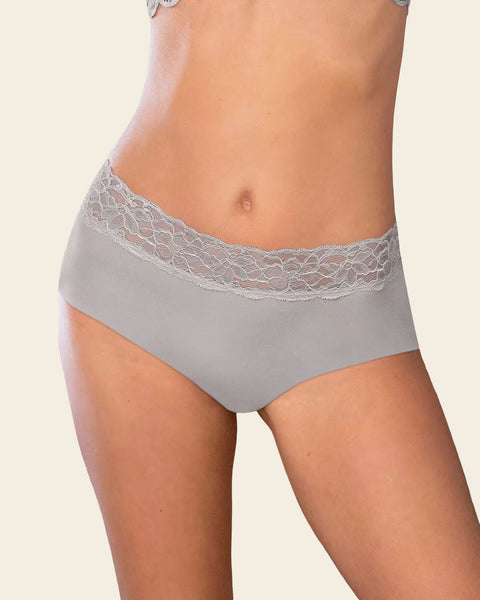 Ultra Light Lace Trim Hipster Panty#color_710-gray