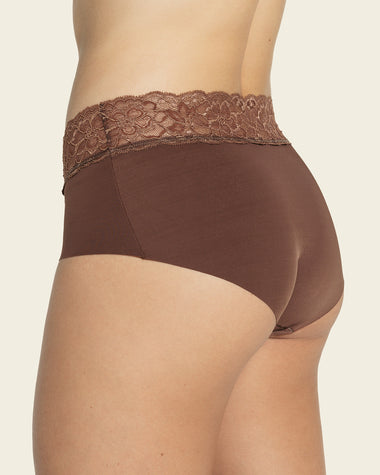 Cotton and Lace Trim Cheeky Panty - Pine Green