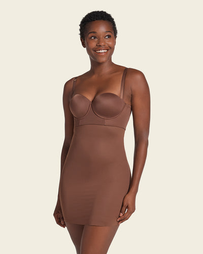 Soo slick Women's SS Seamless Body Shapewear Body Shaper, brown