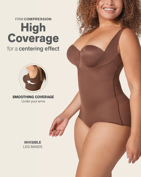 Plunge back classic sculpting body shaper#color_875-dark-brown