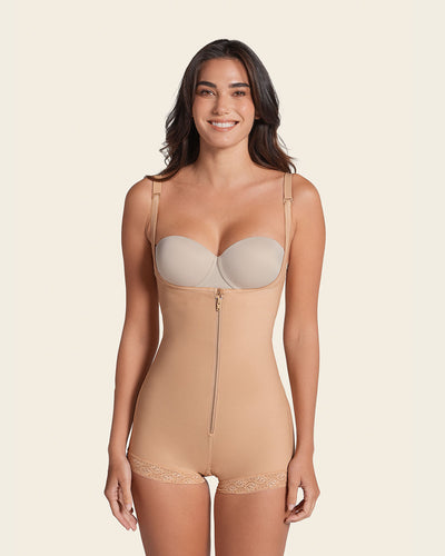 Boyshort bottom body shaper with firm compression#color_880-natural-tan