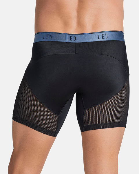 High-Tech Mesh Boxer Brief with Ergonomic Pouch#color_496-black-with-blue-elastic