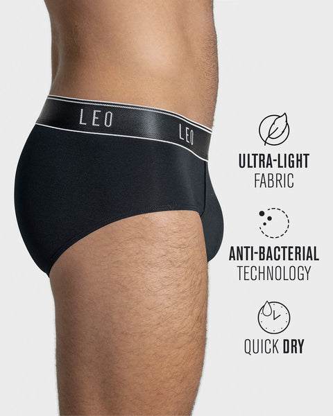 Microfiber brief with frontal ergonomic design#color_700-black