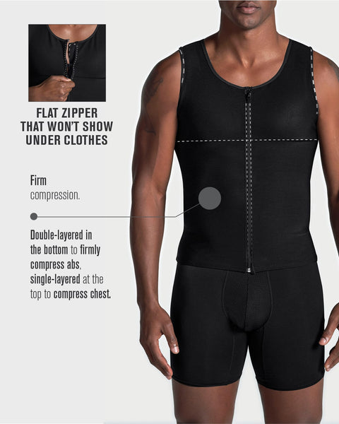 Men's firm compression post-surgical shaper vest#color_700-black