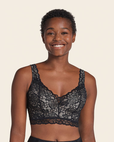 Leonisa Full Coverage Bra Comfy Lightly-Lined Lace - Underwire Contour Cups  Bras for Women Black at  Women's Clothing store