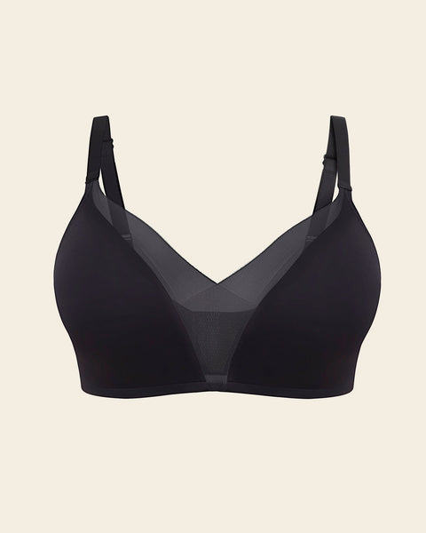 Front Closure&Wide Straps Longline Wireless Glossy Cup Push Up Bra