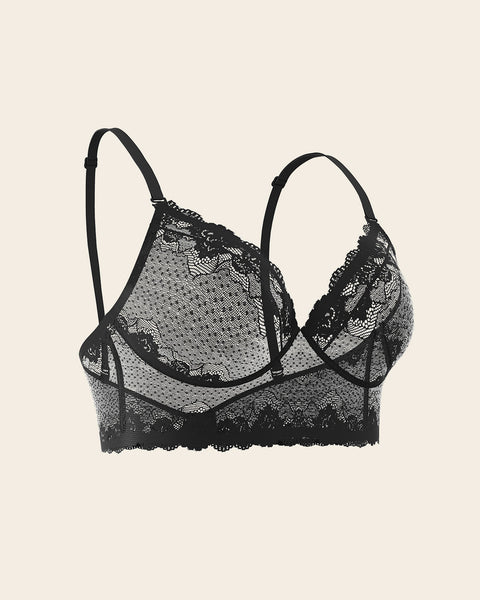 Lindex Giovanna sheer lace triangle bralette in black - ShopStyle Bras