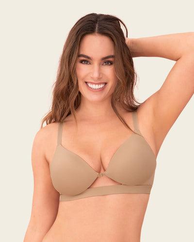 Plunge Wireless High Push-Up Bra with Front Cutout#color_801-golden-beige