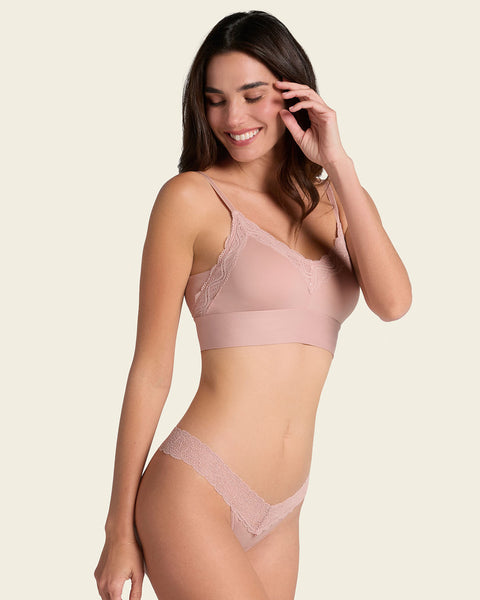 Lace Trim Soft Full Coverage Smoothing Wireless Daily Bra#color_811-dusty-rose