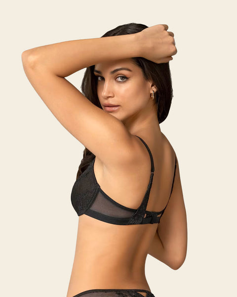 Demi-Cup Underwire Sheer Lace Bra#color_700-black