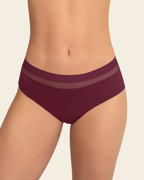 Cheeky Panty with Decorative Waistband#color_382-red-wine