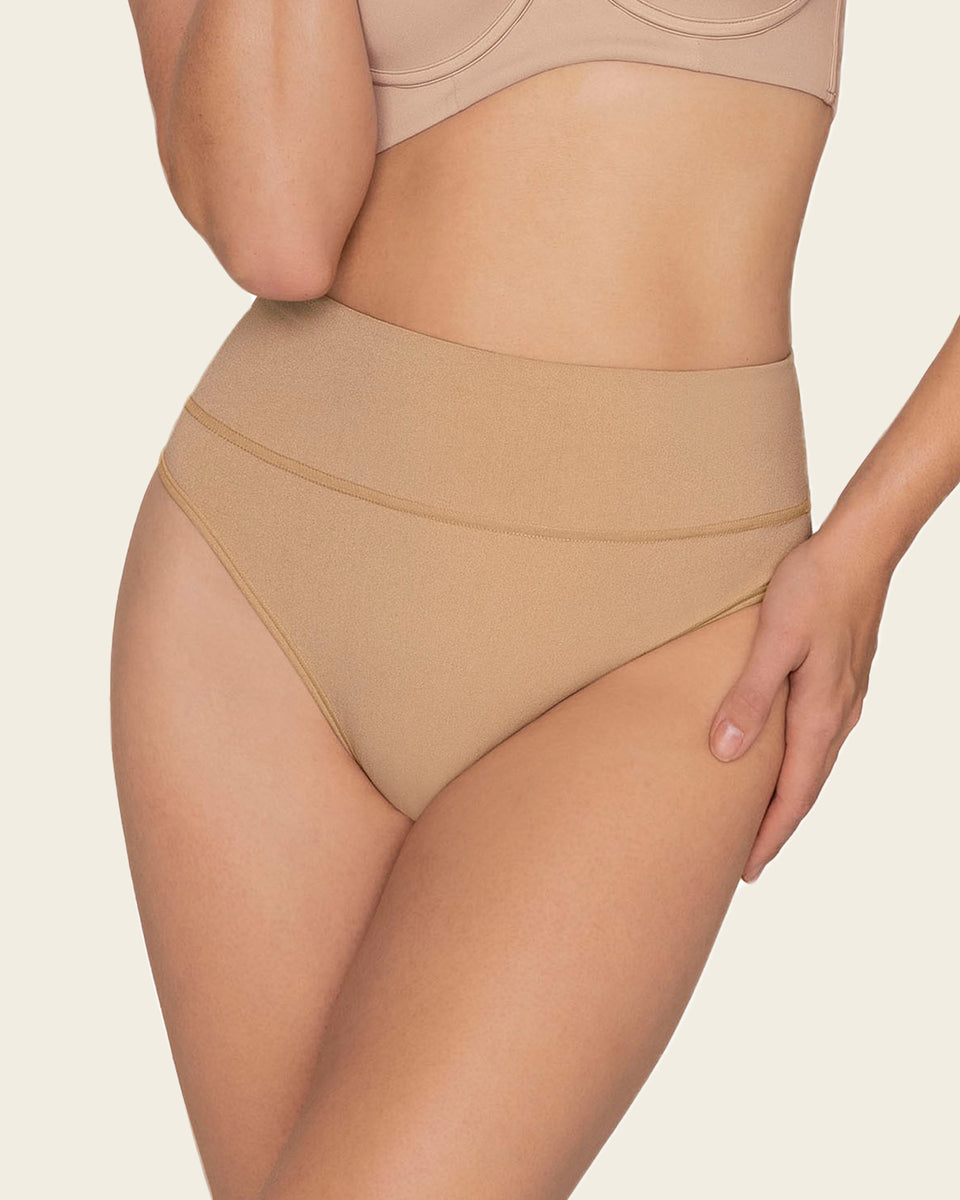 High-waisted seamless moderate shaper thong panty