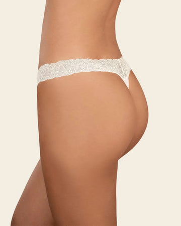 Low-Rise Lace Waistband Thong Panty#color_253-ivory