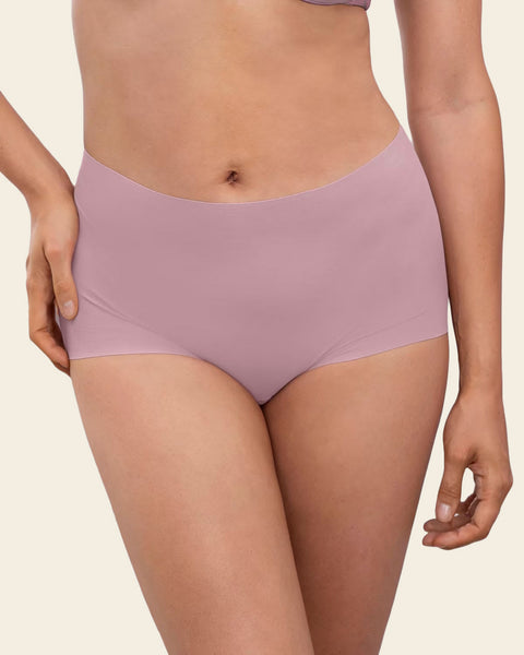 Mostly Covered Invisible Microfiber Boyshort Panty#color_413-mauve-pink