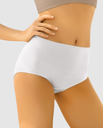 High-waisted striped classic panty#color_000-white