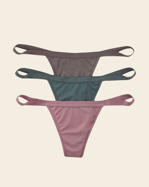 Leonisa 3-Pack Invisible G-String Thong Panties - Multicolored L