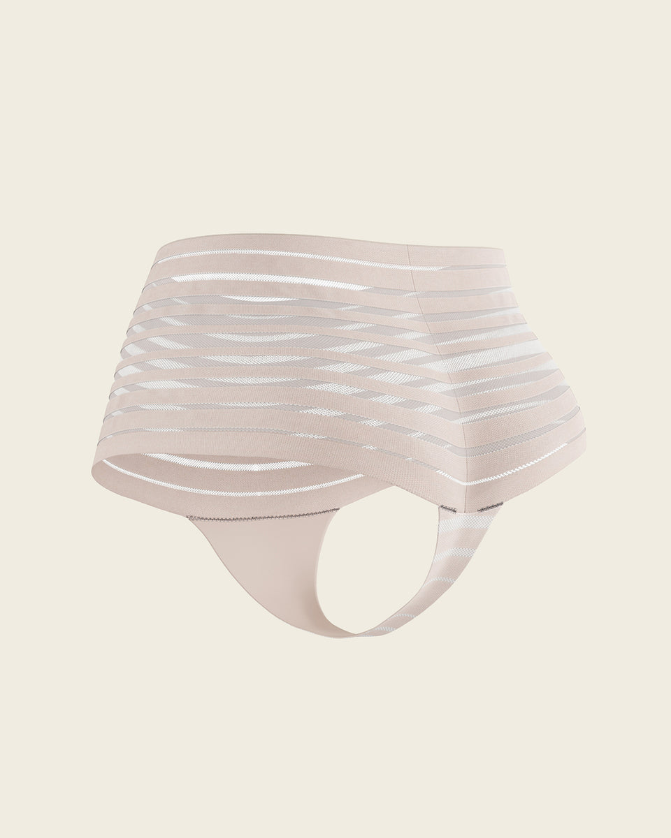 Lace stripe high-waisted cheeky hipster panty