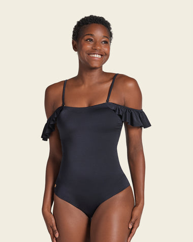 Shore Shapes Swimwear Bathing Suit Womens 8 Black White Slimming One Piece  Bra