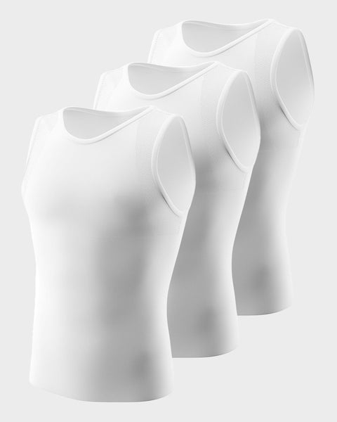 Stretch Cotton Moderate Compression Shaper Tank with Mesh Cutouts#color_000-white