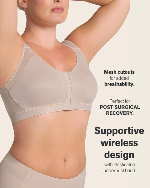 Stage 1 post-surgical wireless bra with front closure#color_802-nude