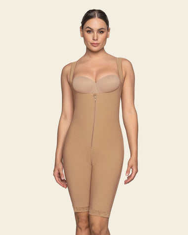 Post Op Tummy Tuck Compression Garments - Abdominal Lipoplasty Surgical  Recovery Garment Style 35 (Large) Beige