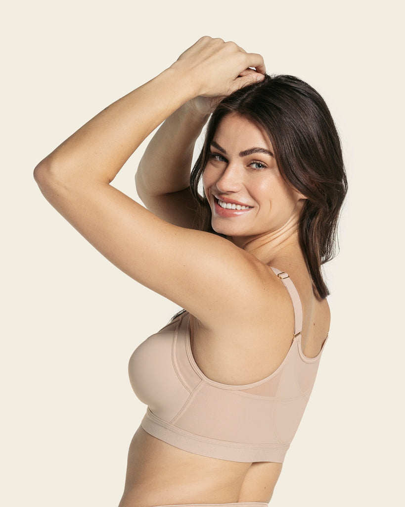 Tank Style Padded Cleavage Bra - Posture Support Corrector Premium Lace  Wireless Push Up Bras Shapewear Top (AB Cup) (Beige, 32A) at  Women's  Clothing store