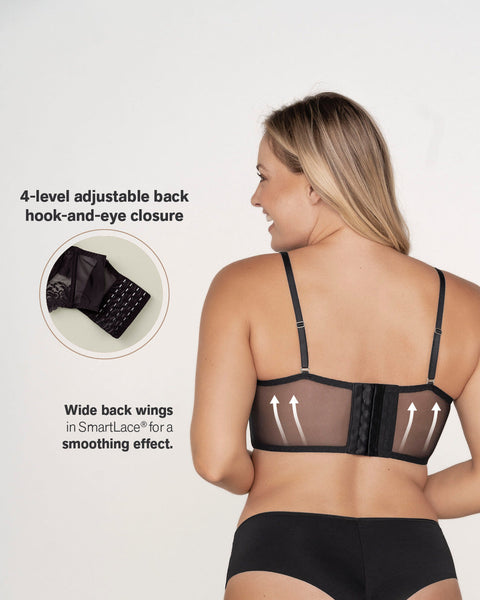 The Nude Label Cut Out Bra Wide Strap - Sheer Black