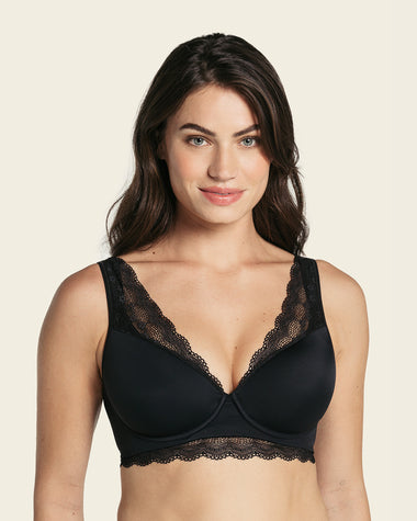 Coobie Lace T-Shirt Bra for Women, Seamless V Neck Bralette with Adjustable  Straps (Pack of 3) (Full Size)